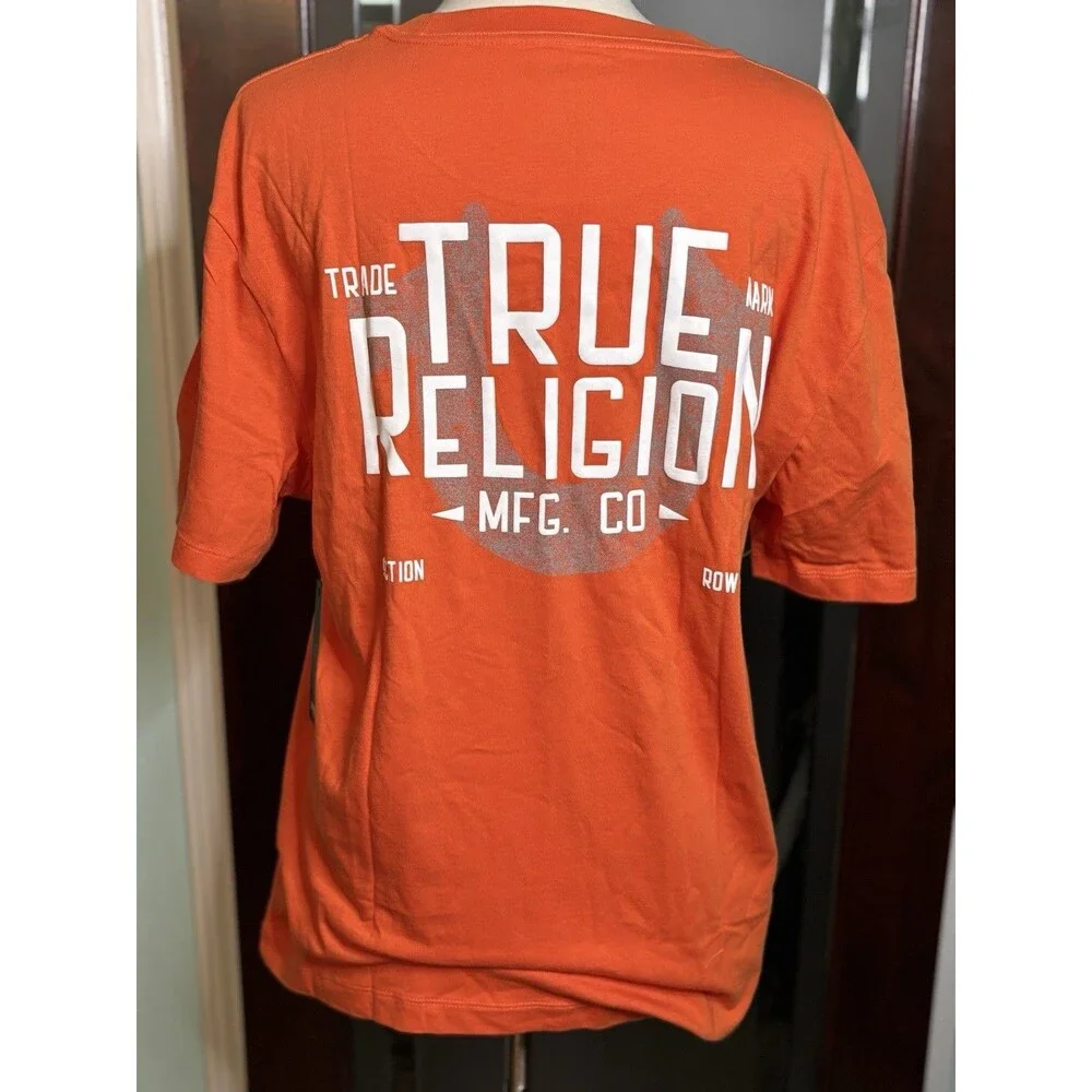 New Men’s True Region Orange Puff Print Logo Tee Size XL Retail &62